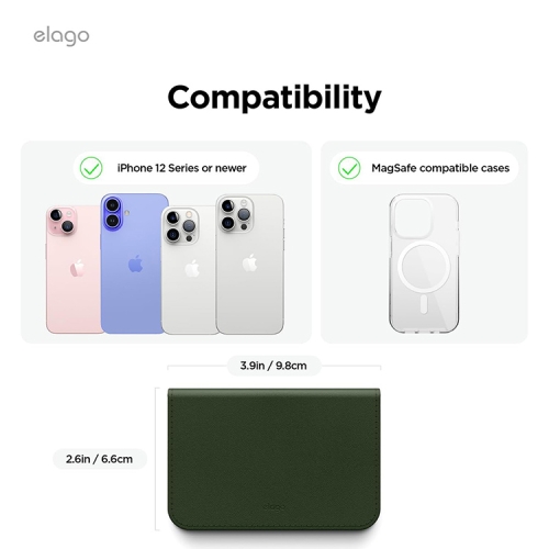 (Уценка) Elago магнитный бумажник MagSafe Card Pocket PU Leather Dark Green