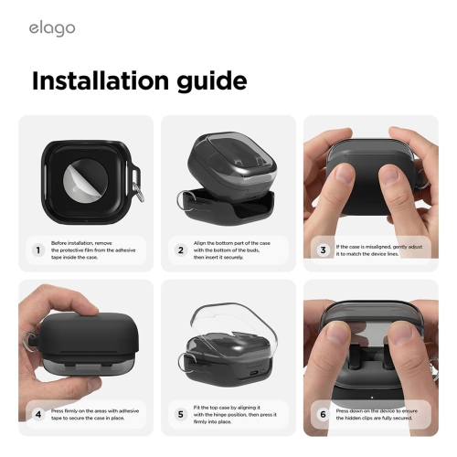 Elago для Galaxy Buds 4/4 Pro чехол Silicone DUO Hang case Clear/Black