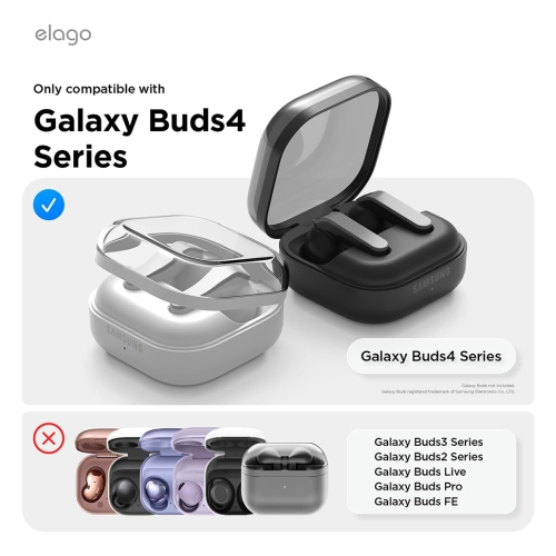 Elago для Galaxy Buds 4/4 Pro чехол Silicone DUO Hang case Clear/Black