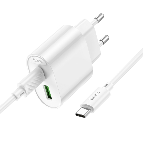 HOCO СЗУ C109A Fighter Type-C PD20W + USB-A QC3.0 +кабель C-to-C White