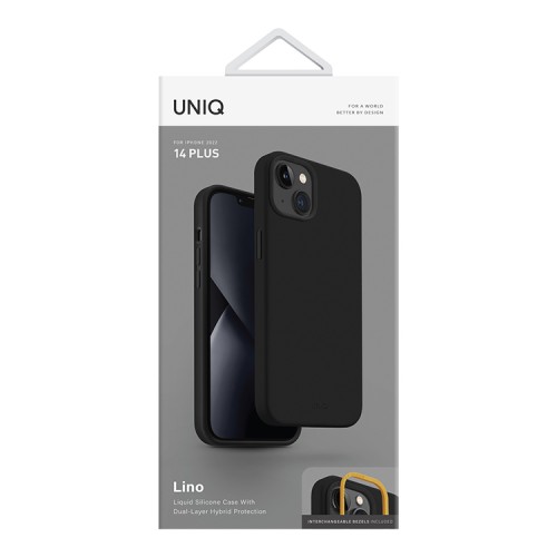 Силиконовый чехол Uniq LINO для iPhone 14 Plus, черный