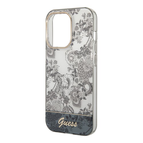 Чехол Guess Toile de Jouy w Electroplated camera Hard для iPhone 14 Pro, серый