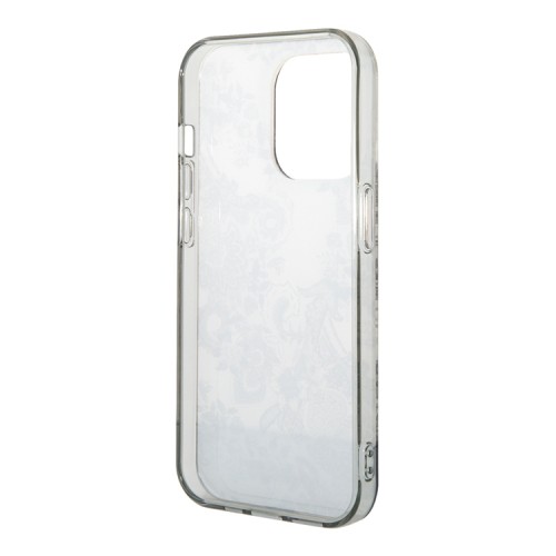 Чехол Guess Toile de Jouy w Electroplated camera Hard для iPhone 14 Pro, серый