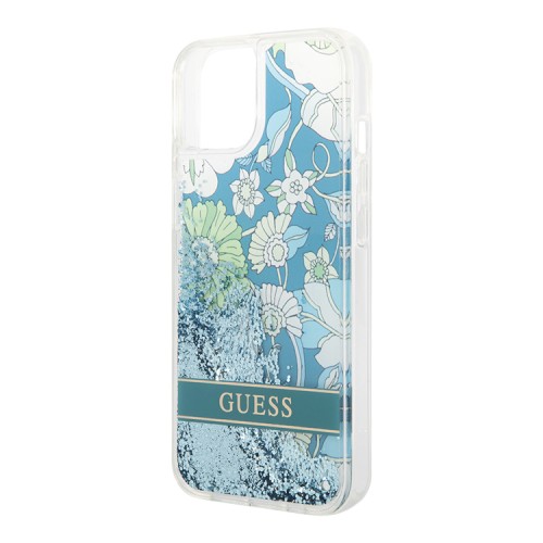 Чехол Guess Liquid glitter Flower Hard для iPhone 14, зеленый