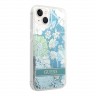 Чехол Guess Liquid glitter Flower Hard для iPhone 14, зеленый