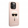 Чехол Lagerfeld Liquid silicone Karl's Head для iPhone 14 Pro Max, розовый (MagSafe)
