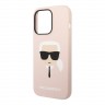 Чехол Lagerfeld Liquid silicone Karl's Head для iPhone 14 Pro Max, розовый (MagSafe)