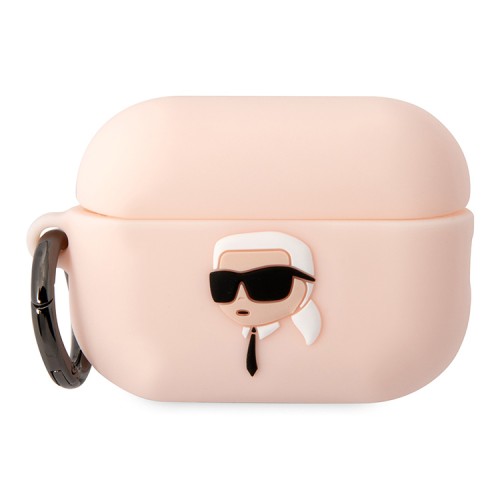Чехол Lagerfeld Silicone case with ring NFT 3D Karl для Airpods Pro 2, розовый