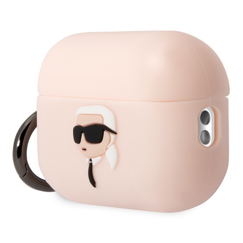 Чехол Lagerfeld Silicone case with ring NFT 3D Karl для Airpods Pro 2, розовый