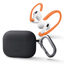 Чехол Uniq NEXO Liquid silicone +carabin +Sports ear hooks для AirPods Pro 2 (2022), серый