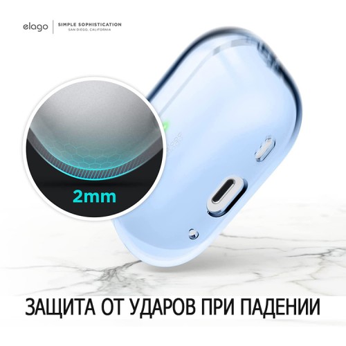 Чехол Elago Clear case with Round strap для AirPods Pro 2, Aqua Blue