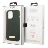 Чехол Guess Liquid Silicone Plate metal logo Hard для iPhone 13 Pro Max, зеленый (Magsafe)