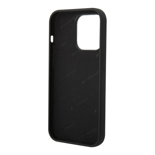Чехол AMG Liquid silicone Big white logo Hard для iPhone 14 Pro, черный