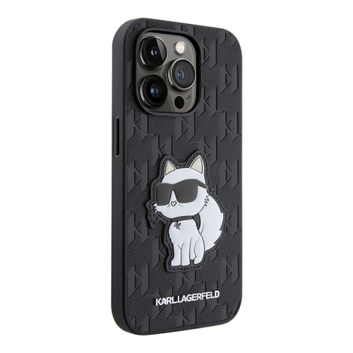 Karl Lagerfeld чехол для iPhone 14 Pro Max PU кожа Saffiano Monogram NFT Choupette, черный