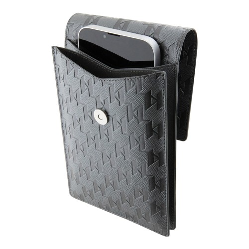 Сумка Lagerfeld Wallet Phone Bag PU Saffiano Monogram для смартфонов, серебристая