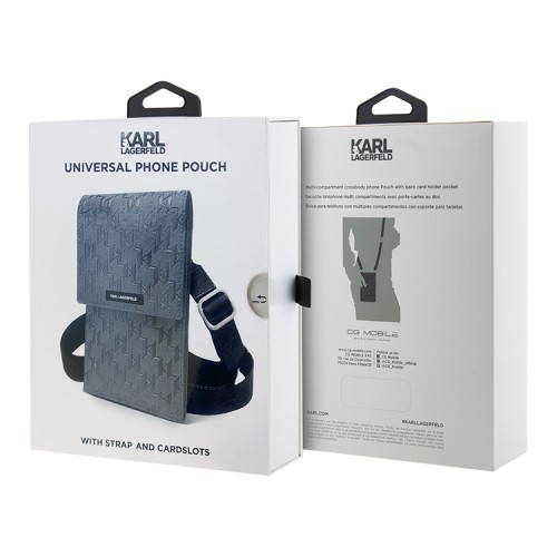 Сумка Lagerfeld Wallet Phone Bag PU Saffiano Monogram для смартфонов, серебристая