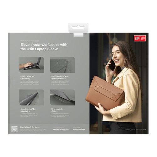 Uniq для ноутбуков 14" чехол Oslo V.2 PU leather Magnetic Laptop sleeve/foldable stand Lichen Green