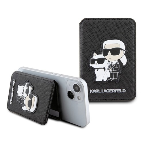 Karl Lagerfeld магнитный картхолдер Wallet MagSafe Cardslot Stand Saffiano NFT Karl & Choupette Black