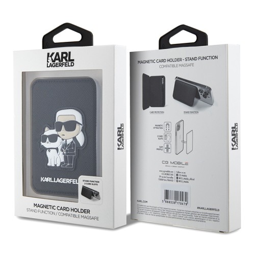 Karl Lagerfeld магнитный картхолдер Wallet MagSafe Cardslot Stand Saffiano NFT Karl & Choupette Black