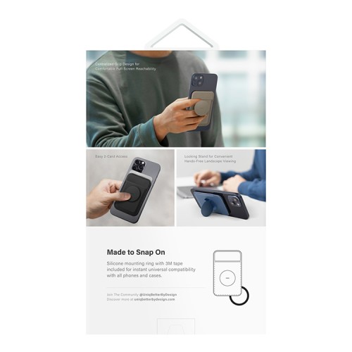 Uniq магнитный бумажник с функцией стенда FLIXA Magnetic card holder Pop-out Grip-stand Lichen Green