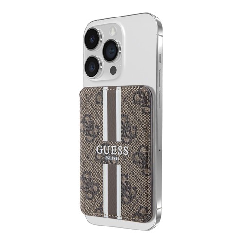 Guess картхолдер для iPhone Wallet Cardslot MagSafe PU 4G Stripes Brown