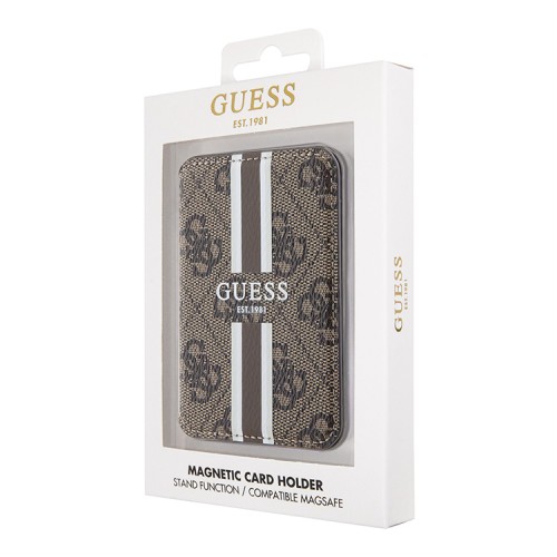 Guess картхолдер для iPhone Wallet Cardslot MagSafe PU 4G Stripes Brown