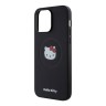 Hello Kitty для iPhone 15 Pro чехол PU Leather Kitty Head Hard Black (MagSafe)