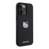 Hello Kitty для iPhone 15 Pro чехол PU Leather Kitty Head Hard Black (MagSafe)