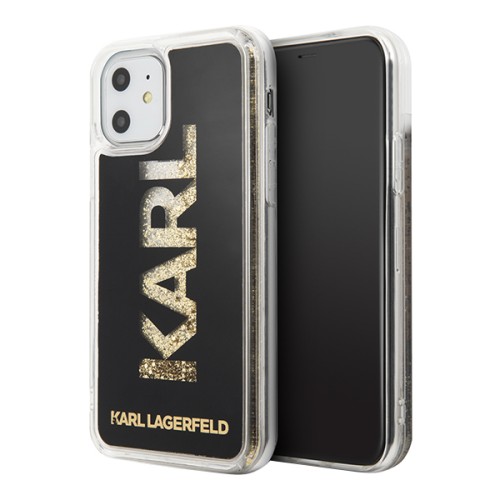 Чехол Karl Lagerfeld Liquid Glitter Karl logo Hard для iPhone 11, черный