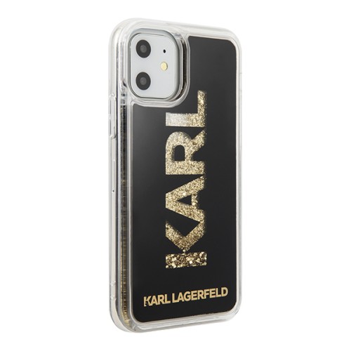 Чехол Karl Lagerfeld Liquid Glitter Karl logo Hard для iPhone 11, черный