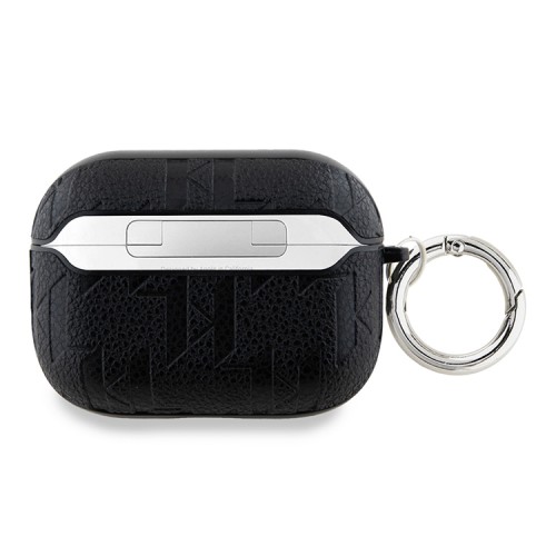 Karl Lagerfeld для Airpods Pro 2 чехол PU Saffiano Monogram with ring NFT Metal Head Karl&Choupette Black