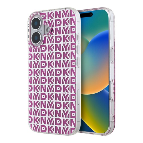 DKNY для iPhone 16 чехол PC/TPU Double layer Repeat Electroplated Pink