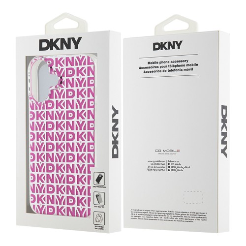 DKNY для iPhone 16 чехол PC/TPU Double layer Repeat Electroplated Pink