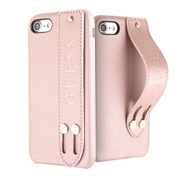 Чехол Guess Iridescent Hard с ремешком для iPhone 7/8/SE 2020, розовый