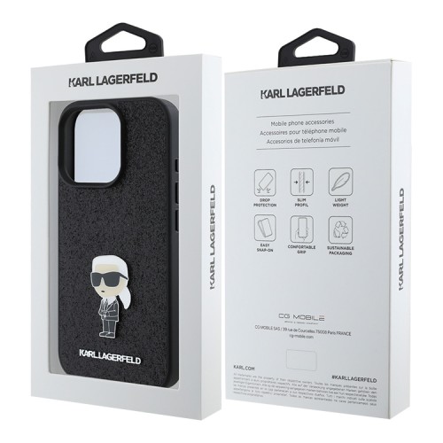 Karl Lagerfeld для iPhone 16 Pro Max чехол Fixed glitters NFT Karl Ikonik Black