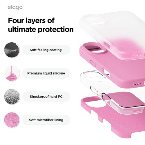 Elago для iPhone 16 чехол Soft silicone (Liquid) Hot Pink