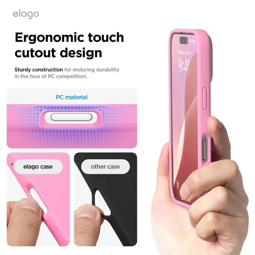Elago для iPhone 16 чехол Soft silicone (Liquid) Hot Pink