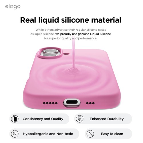 Elago для iPhone 16 чехол Soft silicone (Liquid) Hot Pink