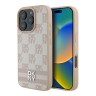 DKNY для iPhone 16 Pro чехол PU Checkered Printed stripes Metal logo Hard Pink