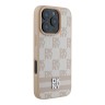 DKNY для iPhone 16 Pro чехол PU Checkered Printed stripes Metal logo Hard Pink