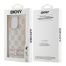 DKNY для iPhone 16 Pro чехол PU Checkered Printed stripes Metal logo Hard Pink