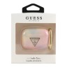 Чехол Guess Tie & Dye Triangle Electroplate logo с кольцом для Airpods Pro, розовый