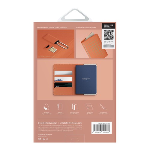 Uniq обложка на паспорт Belmont RFID-blocking passport holder Terracotta/Flint Grey