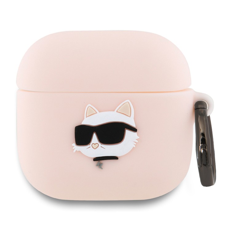Karl Lagerfeld для Airpods 4 чехол Silicone case with ring NFT 3D Choupette Pink
