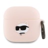 Karl Lagerfeld для Airpods 4 чехол Silicone case with ring NFT 3D Choupette Pink