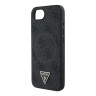 Guess для iPhone 16e чехол PU 4G Triangle Diamond metal logo Hard Black (MagSafe)
