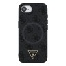Guess для iPhone 16e чехол PU 4G Triangle Diamond metal logo Hard Black (MagSafe)