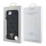 Guess для iPhone 16e чехол PU 4G Triangle Diamond metal logo Hard Black (MagSafe)