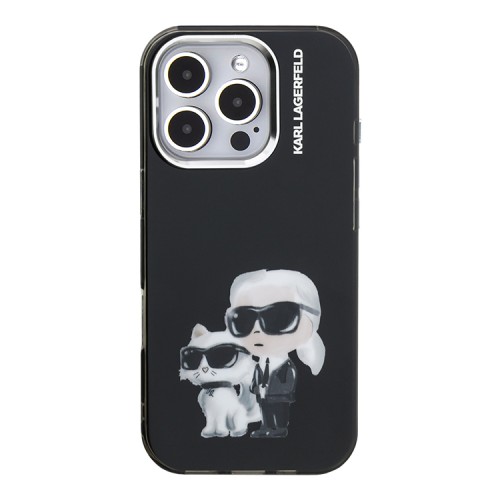 Karl Lagerfeld для iPhone 16 Pro чехол PC/TPU Aquarelle Karl & Choupette Black
