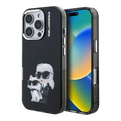 Karl Lagerfeld для iPhone 16 Pro чехол PC/TPU Aquarelle Karl & Choupette Black